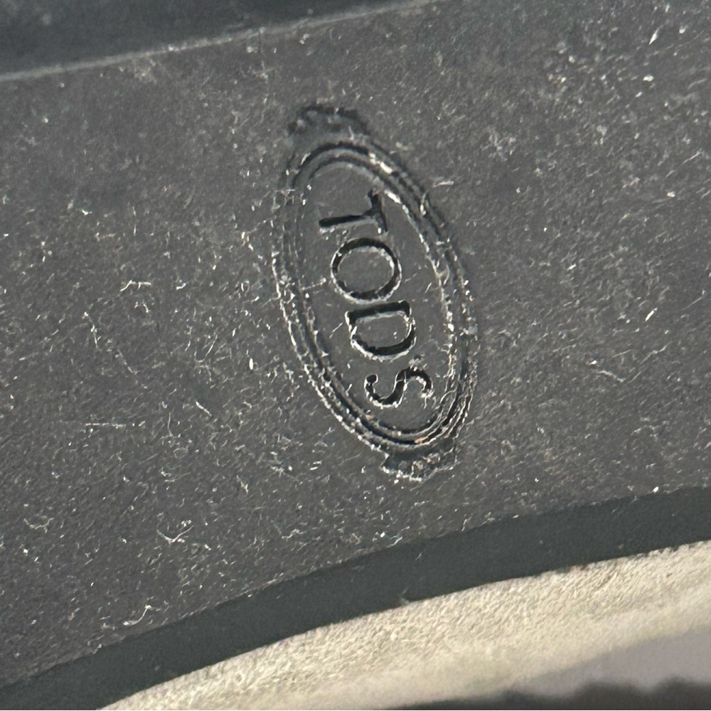 TOD’S Suede Leather Driving Loafers Rhinestone Crystal Buckle, Gray, Sz 9.5 - Picture 11 of 14